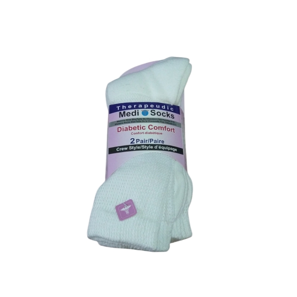 2 Pack therapeutic medi I socks White Crew Socks NWT